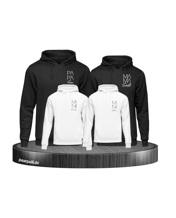 Papa Mama Mini Wunschname schwarz-weiß