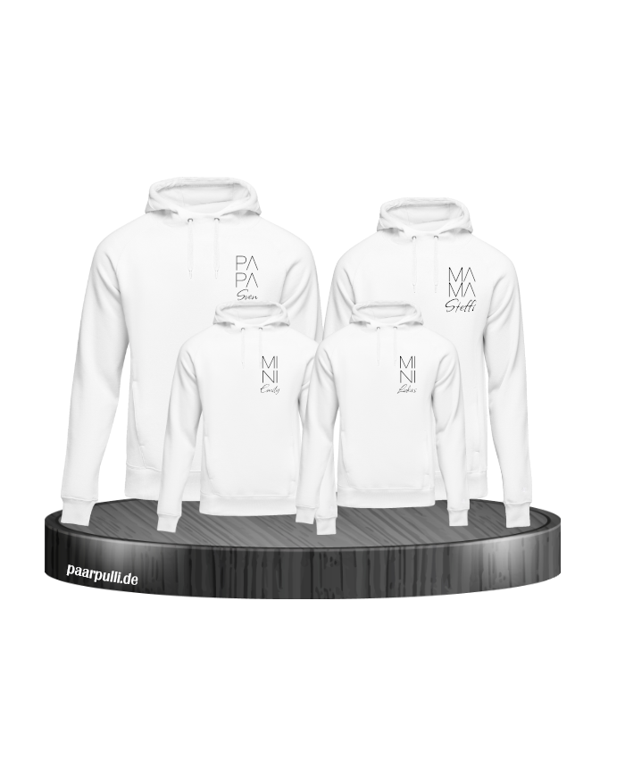 Papa Mama Mini Wunschname weiß