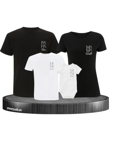 Papa Mama Mini Wunschname schwarz-weiß