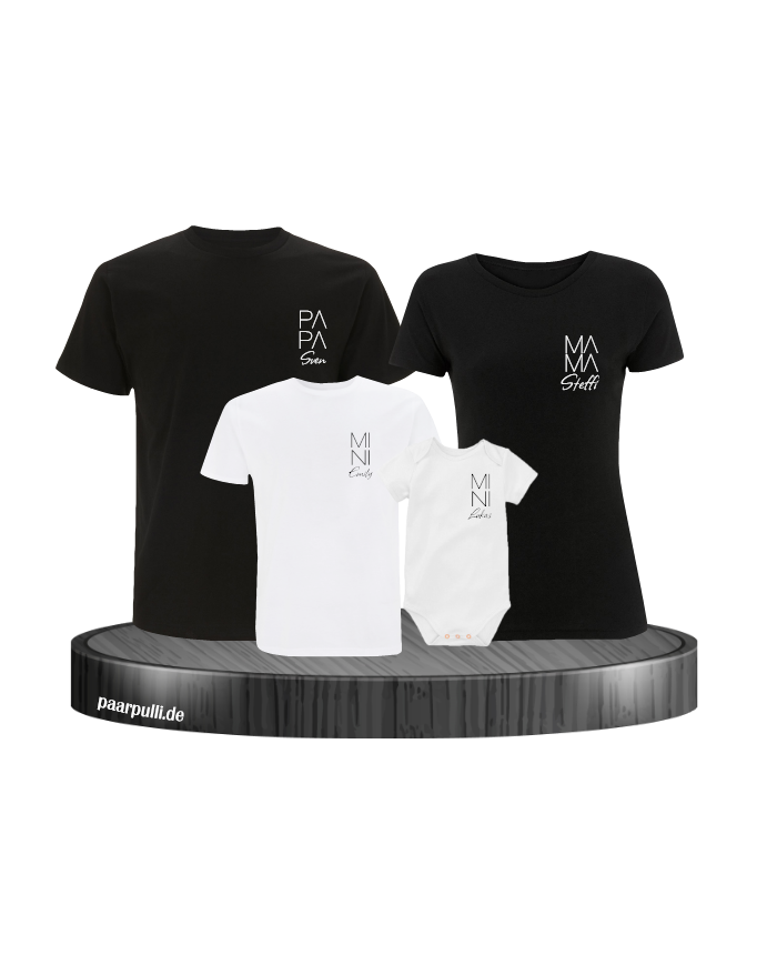 Papa Mama Mini Wunschname schwarz-weiß