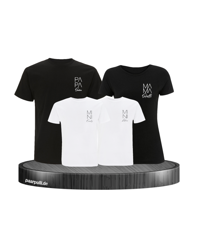 Papa Mama Mini Wunschname schwarz-weiß