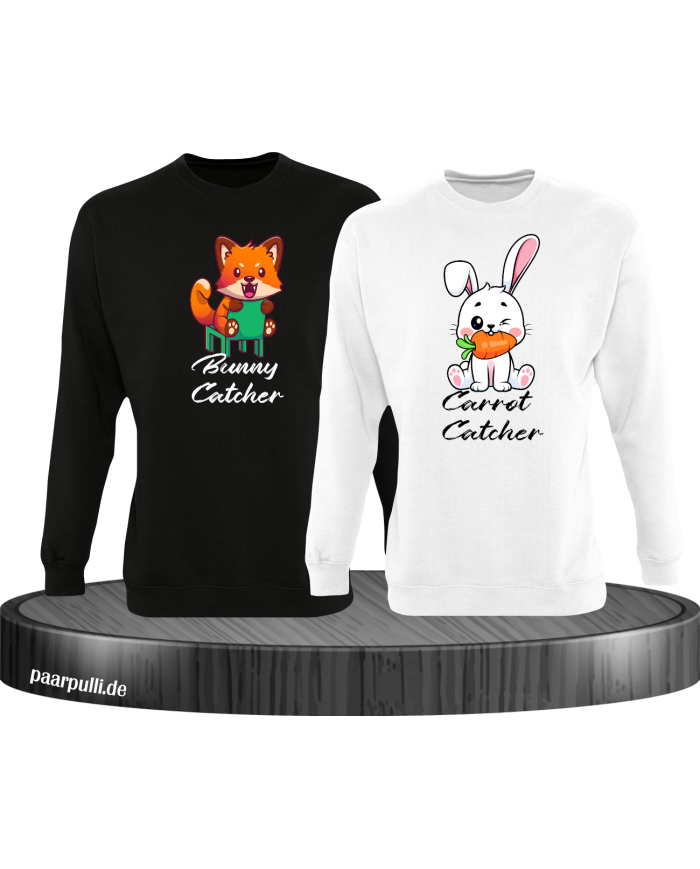 Bunny and Carrot Catcher schwarz-weiß