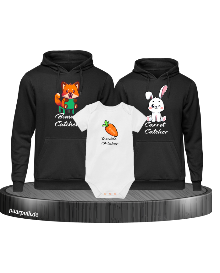 Bunny and Carrot Catcher Troublemaker schwarz-weiß