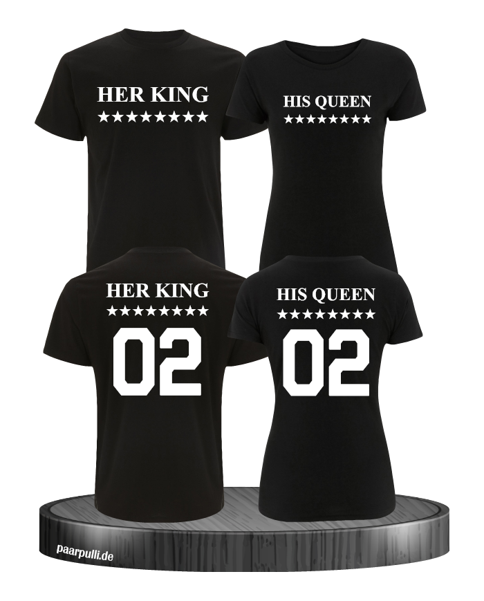 Her King His Queen Partnerlook T Shirts schwarz weiß