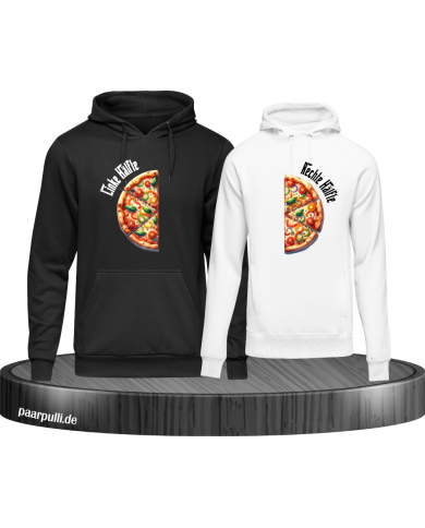 Pizza-Hälften schwarz-weiß Pizza-Hälften schwarz-weiß