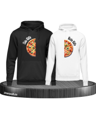 Pizza-Hälften schwarz-weiß