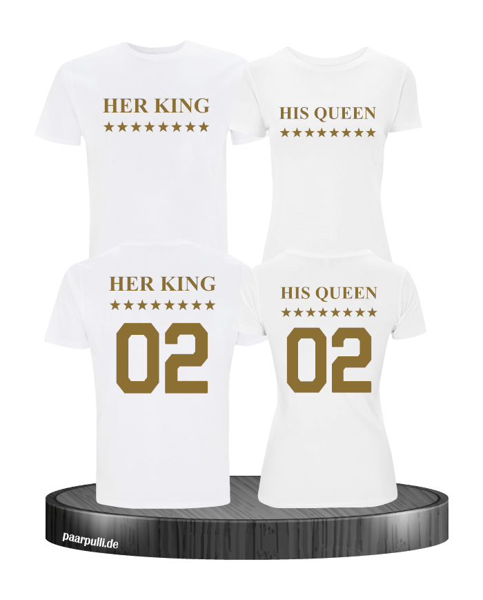 Her King His Queen Partnerlook T Shirts weiß gold