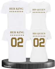 Her King His Queen Partnerlook T Shirts weiß gold