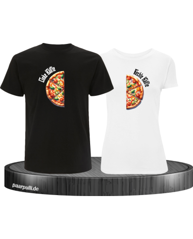 Pizza-Hälften schwarz-weiß Pizza-Hälften schwarz-weiß