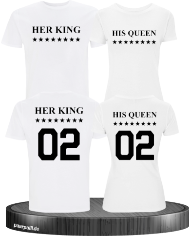 Her King His Queen Partnerlook T Shirts weiß schwarz Her King His Queen Partnerlook T Shirts weiß schwarz