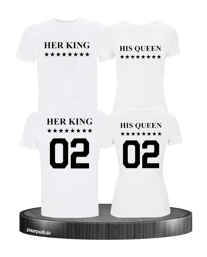 Her King His Queen Partnerlook T Shirts weiß schwarz