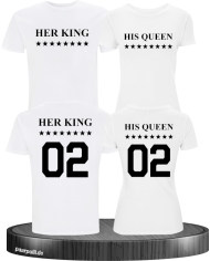 Her King His Queen Partnerlook T Shirts weiß schwarz