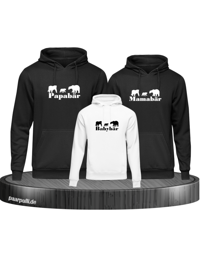 Bärenfamilie 3er Set schwarz-weiß