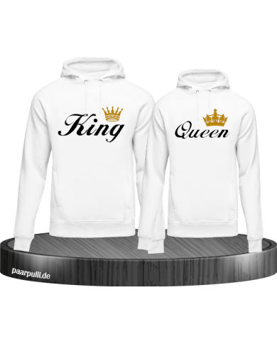 King and Queen Partnerlook Kapuzenpullover in weiß