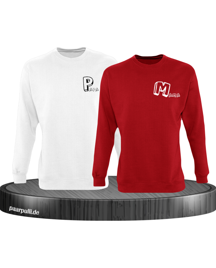 Mama Papa Set weiß-rot