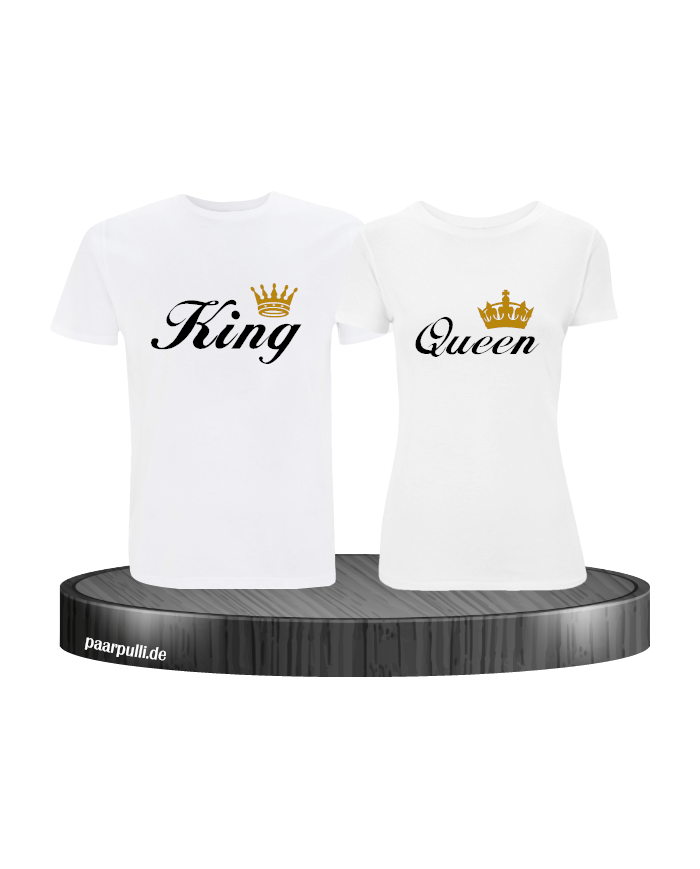 King Queen Partnerlook T-Shirt weiß