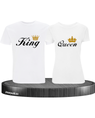 King Queen Partnerlook T-Shirt weiß