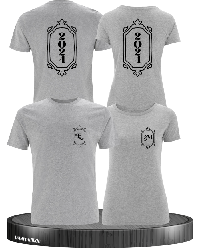 Vintage Wunschjahr mit Initialien grau