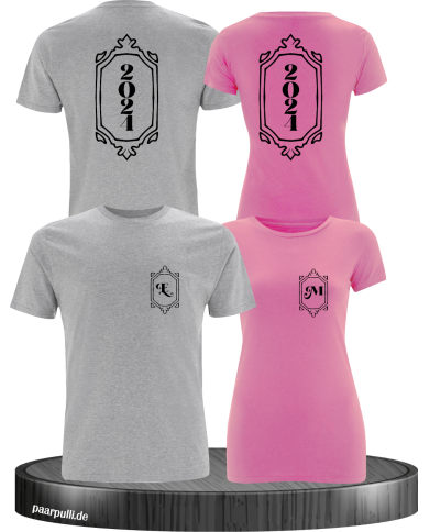 Vintage Wunschjahr mit Initialien grau-rosa Vintage Wunschjahr mit Initialien grau-rosa