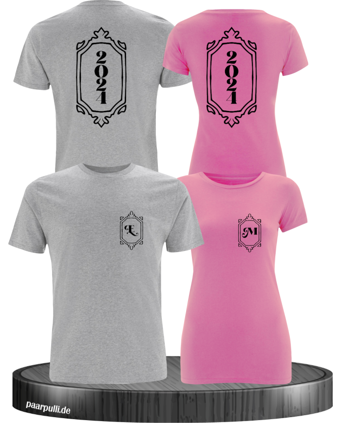 Vintage Wunschjahr mit Initialien grau-rosa