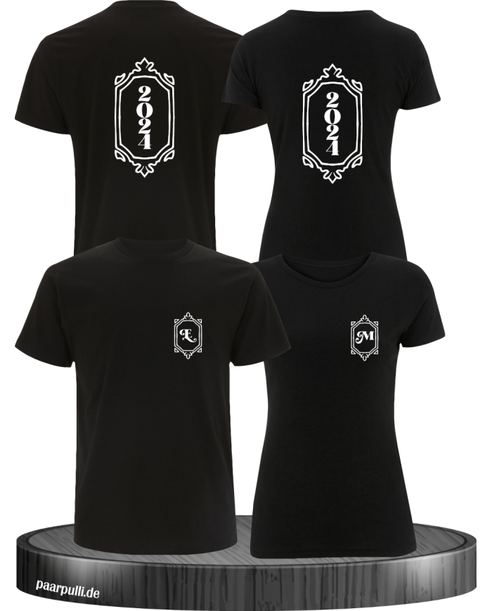 Vintage Wunschjahr mit Initialien schwarz