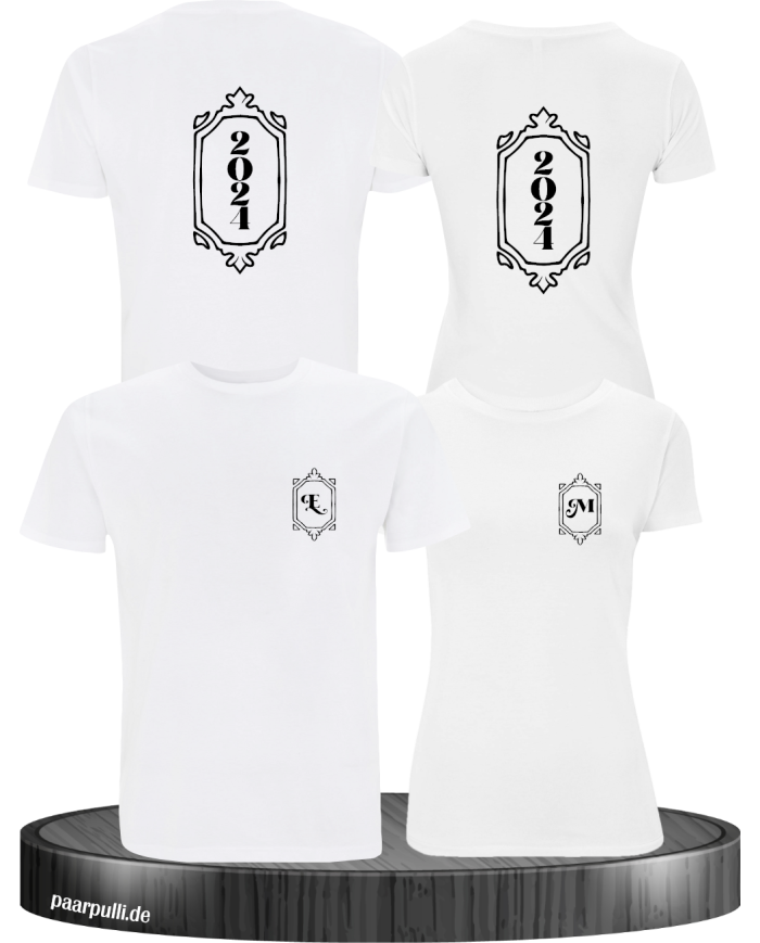 Vintage Wunschjahr mit Initialien weiß