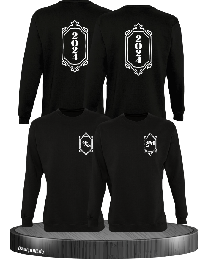 Vintage Wunschjahr mit Initialien schwarz