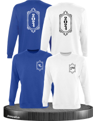 Vintage Wunschjahr mit Initialien blau-weiß