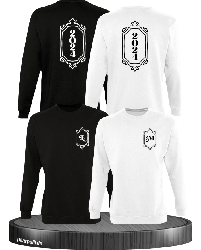 Vintage Wunschjahr mit Initialien schwarz-weiß