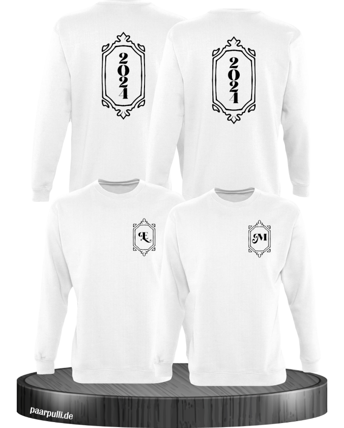 Vintage Wunschjahr mit Initialien weiß