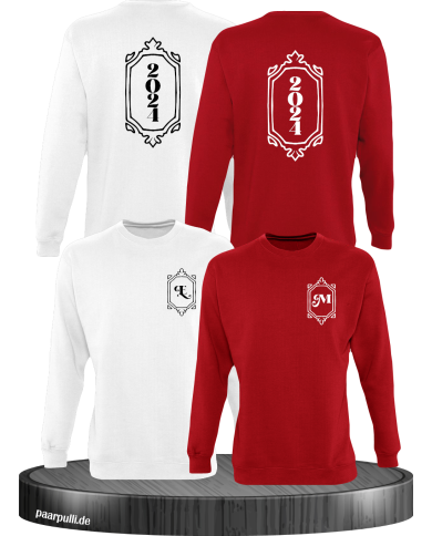 Vintage Wunschjahr mit Initialien weiß-rot Vintage Wunschjahr mit Initialien weiß-rot