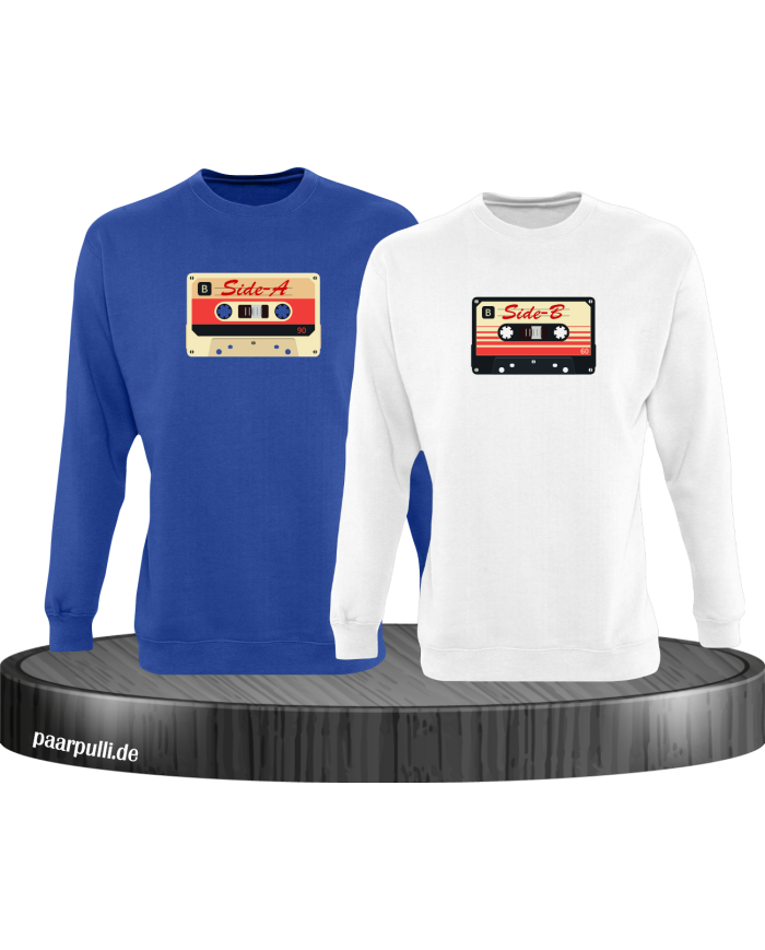 Retro Kassetten Set blau-weiß