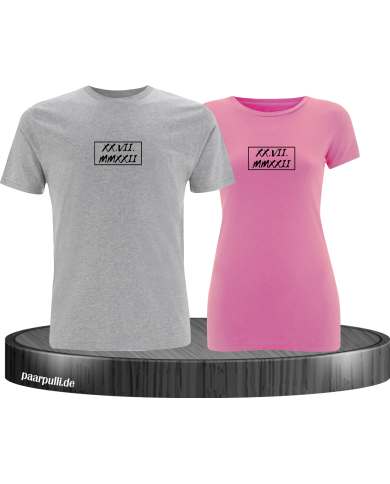 Römische Wunschdatum in Rahmen Set grau-rosa Römische Wunschdatum in Rahmen Set grau-rosa