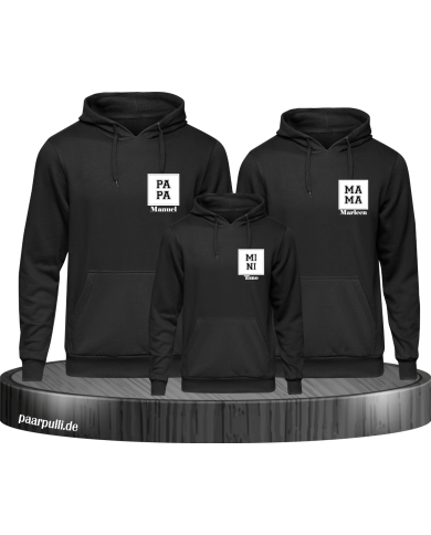 Papa Mama Mini mit Personalisierte Namen Set schwarz Papa Mama Mini mit Personalisierte Namen Set schwarz