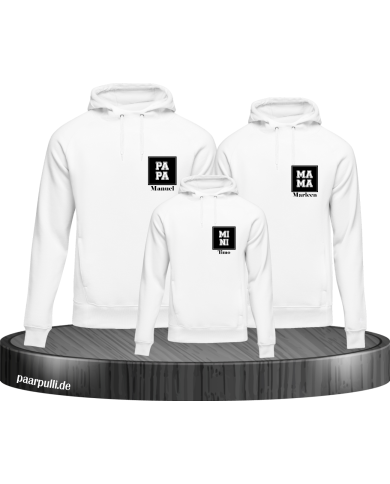Papa Mama Mini mit Personalisierte Namen Set weiß Papa Mama Mini mit Personalisierte Namen Set weiß