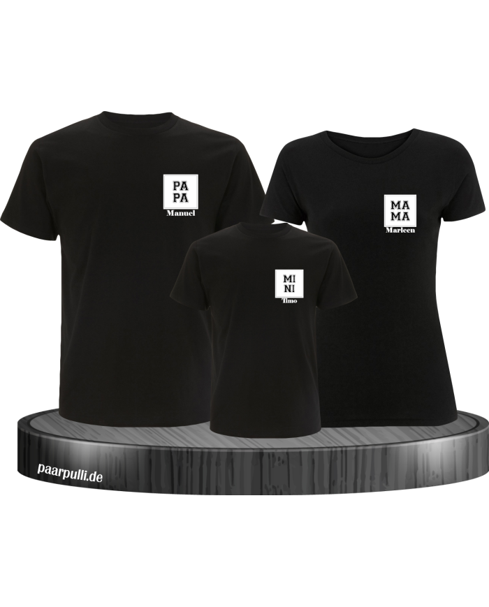 Papa Mama Mini mit Personalisierte Namen Set schwarz