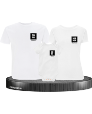 Papa Mama Mini mit Personalisierte Namen Set weiß