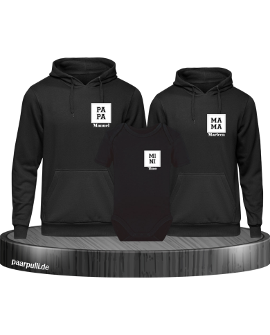 Papa Mama Mini mit Personalisierte Namen Set schwarz Papa Mama Mini mit Personalisierte Namen Set schwarz