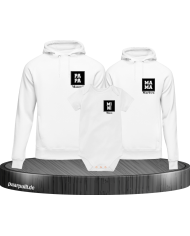 Papa Mama Mini mit Personalisierte Namen Set weiß