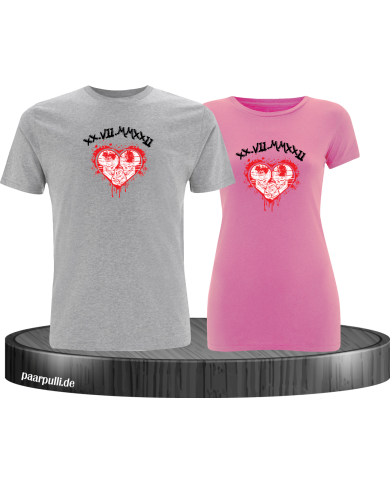Wunschdatum in römischen Zahlen mit Herz Set grau-rosa Wunschdatum in römischen Zahlen mit Herz Set grau-rosa