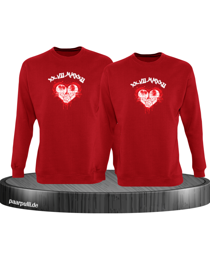 Wunschdatum in römischen Zahlen mit Herz rot