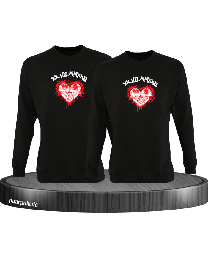 Wunschdatum in römischen Zahlen mit Herz schwarz