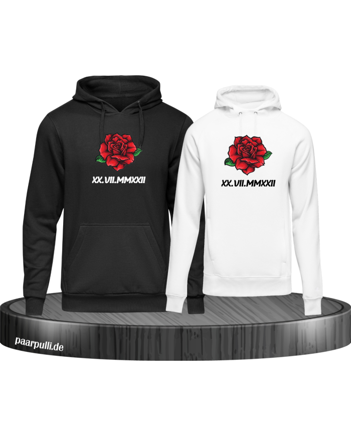 Römisches Wunschdatum mit Rose Set schwarz-weiß