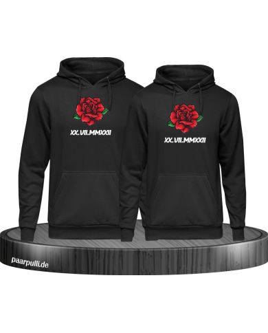 Römisches Wunschdatum mit Rose Set schwarz Römisches Wunschdatum mit Rose Set schwarz