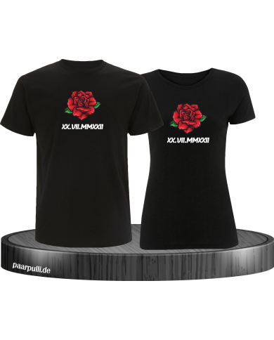 Römische Wunschdatum mit Rose Set schwarz Römische Wunschdatum mit Rose Set schwarz