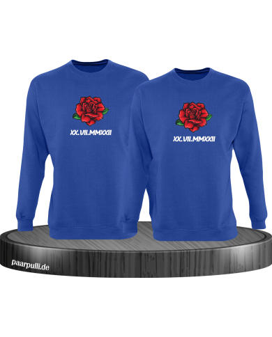 Römisches Wunschdatum mit Rose Set blau Römisches Wunschdatum mit Rose Set blau