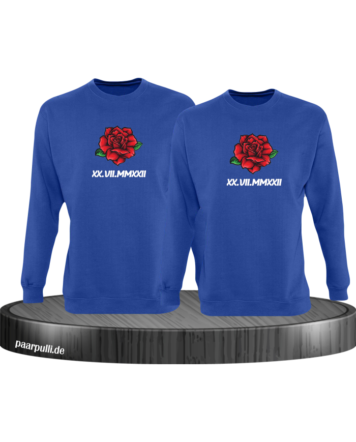 Römisches Wunschdatum mit Rose Set blau