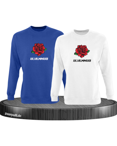 Römisches Wunschdatum mit Rose Set blau-weiß Römisches Wunschdatum mit Rose Set blau-weiß