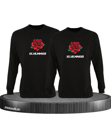 Römisches Wunschdatum mit Rose Set schwarz Römisches Wunschdatum mit Rose Set schwarz