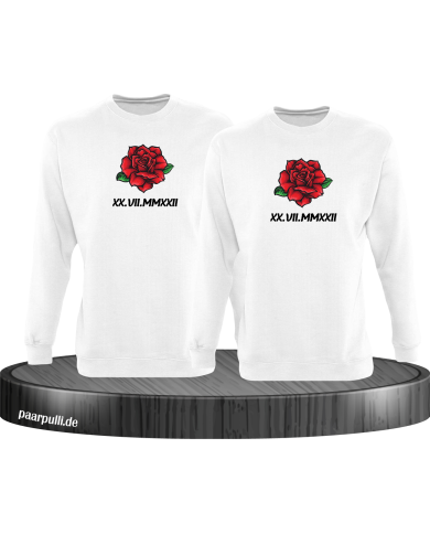 Römisches Wunschdatum mit Rose Set weiß Römisches Wunschdatum mit Rose Set weiß